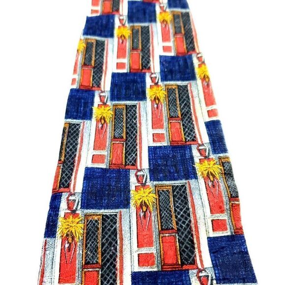 Ermenegildo Zegna Multi Colored Silk Tie Woven Wide Geometric Floral - Picture 2 of 6